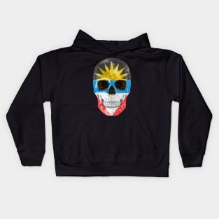 Antigua And Barbuda Flag Skull - Gift for Antiguan or Barbudan With Roots From Antigua And Barbuda Kids Hoodie